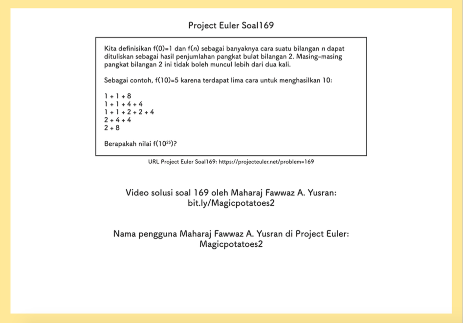 Sertifikat Project Euler Tampak Belakang